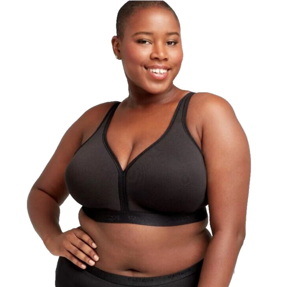 Cacique Lane Bryant Womens Bra Cotton Lightly Lined No Wire Size 48DDD Black